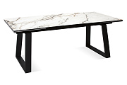 Кухонный стол раскладной AERO 100х200х76см закаленное стекло/керамика/сталь Gold