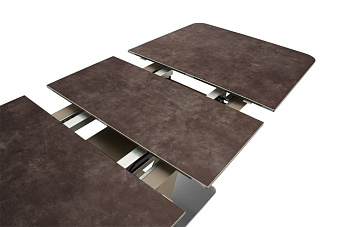 Кухонный стол раскладной AERO 85х140х76см закаленное стекло/керамика/сталь Latte