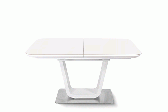 Кухонный стол раскладной AERO 85х140х76см закаленное стекло/сталь White