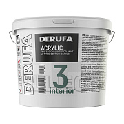 Краска для стен и потолков высокоукрывистая DERUFA Profi Интерьер 3 Белый основа A 2,7л