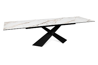 Кухонный стол раскладной AERO 95х180х75см закаленное стекло/керамика/сталь Rose Gold