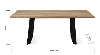 Кухонный стол раскладной AERO 90х160х75см ламинат/сталь White Wood