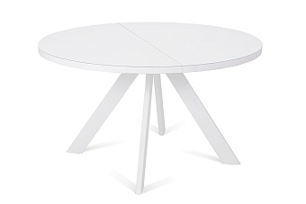 Кухонный стол раскладной AERO 120х120х73,5см закаленное сатинированное стекло/сталь White Silk