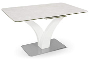 Кухонный стол раскладной AERO 85х140х76см закаленное стекло/керамика/сталь Snow