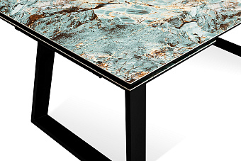 Кухонный стол раскладной AERO 100х200х76см закаленное стекло/керамика/сталь Malahit
