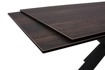 Кухонный стол раскладной AERO 90х160х76см закаленное стекло/керамика/сталь Dark Oak