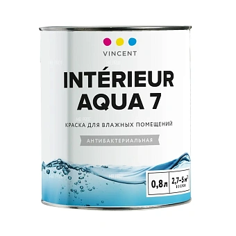 Краска для минеральных поверхностей акриловая/моющаяся VINCENT DECOR Intérieur Aqua 7 I-7 Белый основа A 0,8л