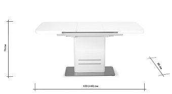 Кухонный стол раскладной AERO 80х120х76см закаленное стекло/сталь White