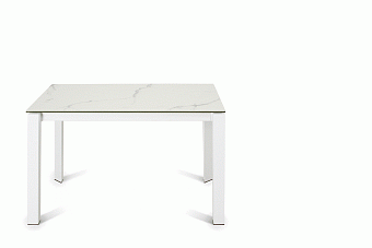 Кухонный стол раскладной AERO 80х120х77см закаленное стекло/керамика/сталь Carrara
