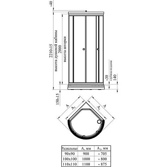 Душевая кабина RADOMIR Стронг 1-05-1-0-0-1821 110х110х225см стекло матовое