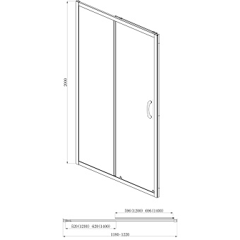 Душевая дверь Azario MILTON AZ-ND6121 1400 200х140см стекло прозрачное