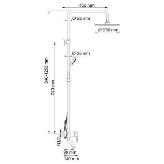 Душевая система WASSERKRAFT A14401 хром