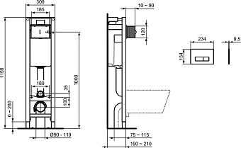 Инсталляция для подвесного унитаза IDEAL STANDARD PROSYS ECO FRAME E2332AA