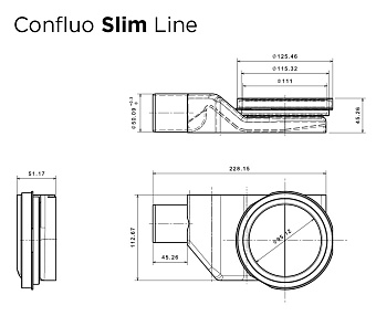 Щелевой душевой трап Pestan Confluo Slim Line 550 64,8х11,6см горизонтальный сток