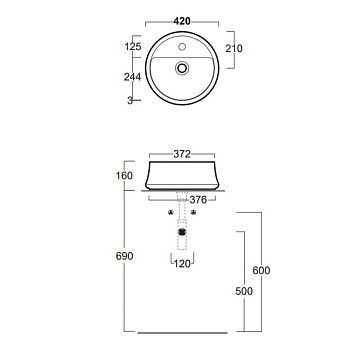 Раковина накладная SIMAS SHARP SH03bi*1 42х42см