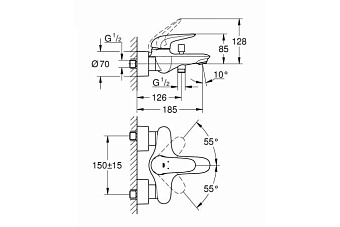 Смеситель для ванны GROHE Eurostyle 23726003 хром