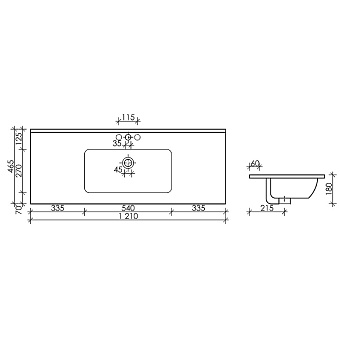 Раковина накладная Ceramica Nova Element CN7006MB 121х46,5см