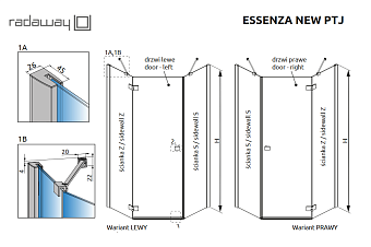 Комплект боковых стенок для душевого угла RADAWAY Essenza 385051-01-01 200х100см стекло прозрачное