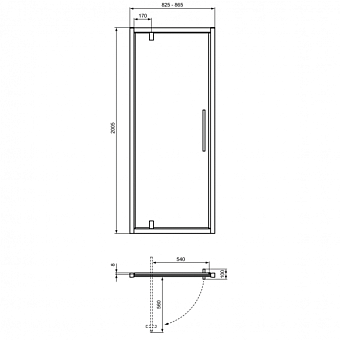 Душевая дверь IDEAL STANDARD Ideal Standard i.life T4838EO 200,5х85см стекло прозрачное