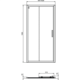 Душевая дверь IDEAL STANDARD CONNECT 2 K9273V3 195х100см стекло прозрачное