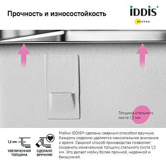 Мойка кухонная IDDIS Edifice EDI74G0i77 74х44см графитовый