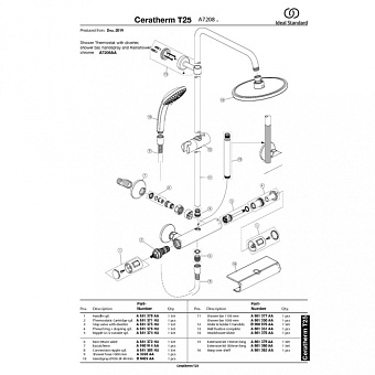 Душевая система IDEAL STANDARD CERATHERM T25 A7208AA хром