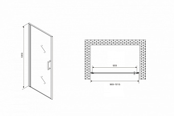 Душевая дверь Abber Sonnenstrand AG04100B 195х100см стекло прозрачное