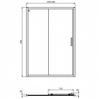 Душевая дверь IDEAL STANDARD CONNECT 2 K968601 195х140см стекло прозрачное