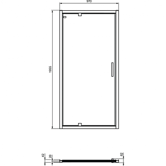 Душевая дверь IDEAL STANDARD CONNECT 2 K9272V3 195х100см стекло прозрачное