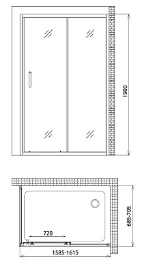 Угловое ограждение Gemy Victoria S30191F-A70 190х70см стекло прозрачное