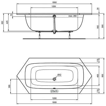 Ванна акриловая IDEAL STANDARD Ideal Standard i.life T476701 190х90см встраиваемая