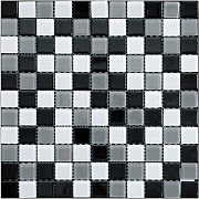 Стеклянная мозаика Mir Mosaic Color palette CPM-16 белый/серый/чёрный 30х30см 0,9кв.м.