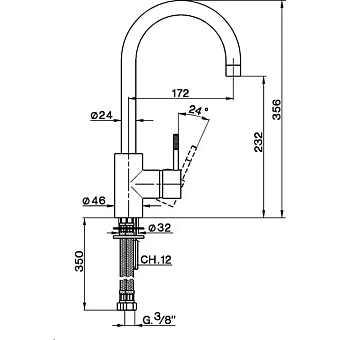 Смеситель для кухни Cisal Kitchen LS00053021 поворотный излив хром