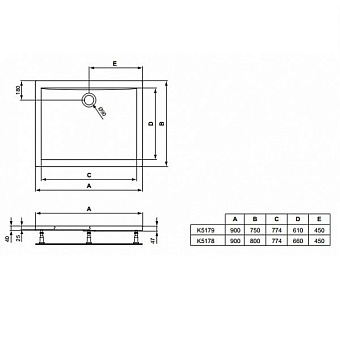 Душевой поддон IDEAL STANDARD ULTRAFLAT K517901 75х90см