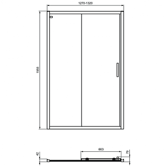 Душевая дверь IDEAL STANDARD CONNECT 2 K968501 195х130см стекло прозрачное