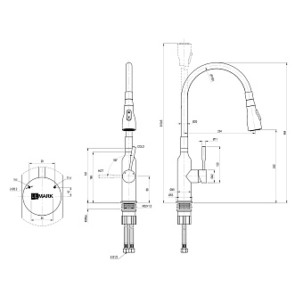 Смеситель для кухни LEMARK Expert LM5082S-Black гибкий излив матовый/чёрный