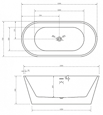 Ванна акриловая Abber AB9320-1.5 150х75см отдельностоящая