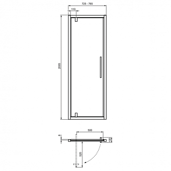 Душевая дверь IDEAL STANDARD Ideal Standard i.life T4836EO 200,5х75см стекло прозрачное