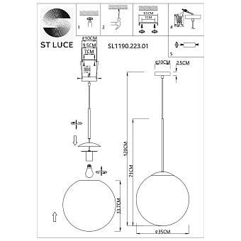 Люстра подвесная ST Luce CASSIUS SL1190.223.01 60Вт 1 лампочек E27