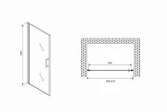 Душевая дверь Abber Sonnenstrand AG04090M 195х90см стекло матовое