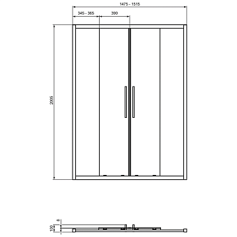 Душевая дверь IDEAL STANDARD Ideal Standard i.life T4953EO 200,5х160см стекло прозрачное