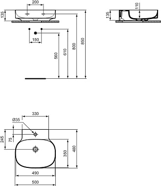 Раковина на столешницу IDEAL STANDARD LINDA T439001 50х48см