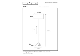 Торшер Lucide TONDO 45790/81/30 60Вт E27