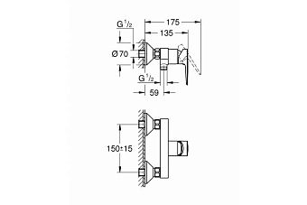 Смеситель для душа GROHE BauEdge 23635001 хром