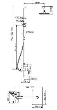 Душевая система WASSERKRAFT Wiese A18401 оружейная сталь