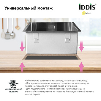 Мойка кухонная IDDIS Edifice EDI54G0i77 54х44см графитовый
