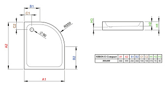 Душевой поддон RADAWAY Siros SBE8917-1L 90х80см