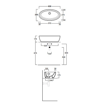 Раковина накладная SIMAS Lft Spazio LFT64bi*0 63х33см