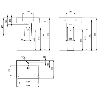 Раковина накладная IDEAL STANDARD CONNECT E773001 65х46см