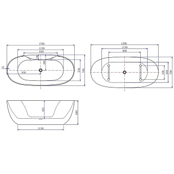 Ванна акриловая AQUANET Family 287097 170х78см отдельностоящая